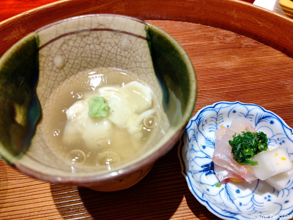 鯛とカラスミの逸品。