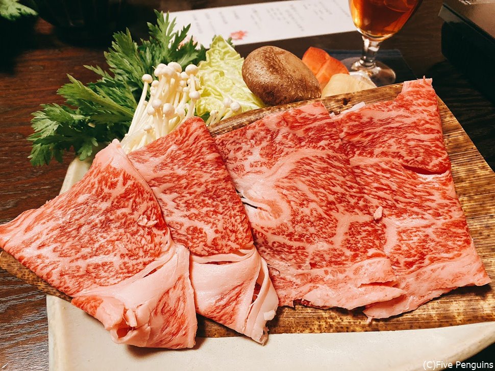 常陸牛ロースのすき焼き