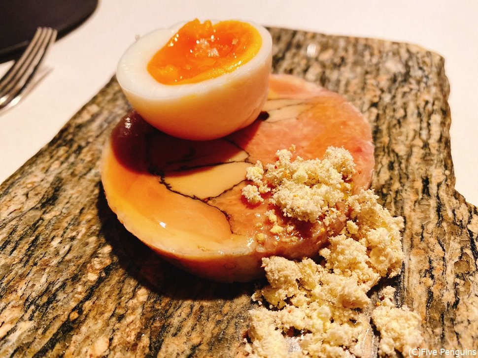 真田丸地鶏のテリーヌ半熟卵添え