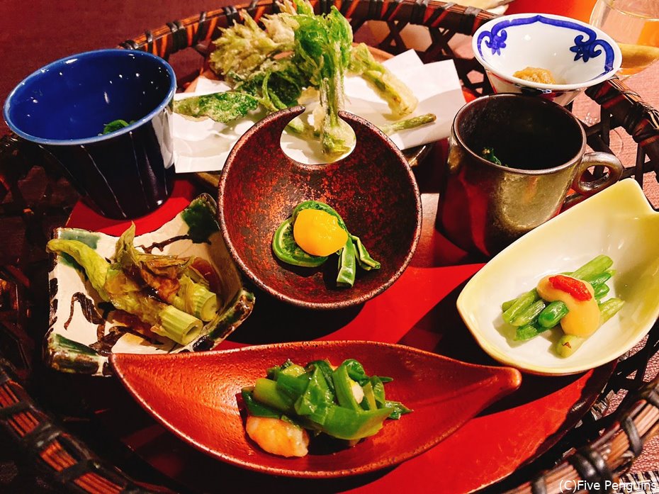 山菜をふんだんに使った八寸