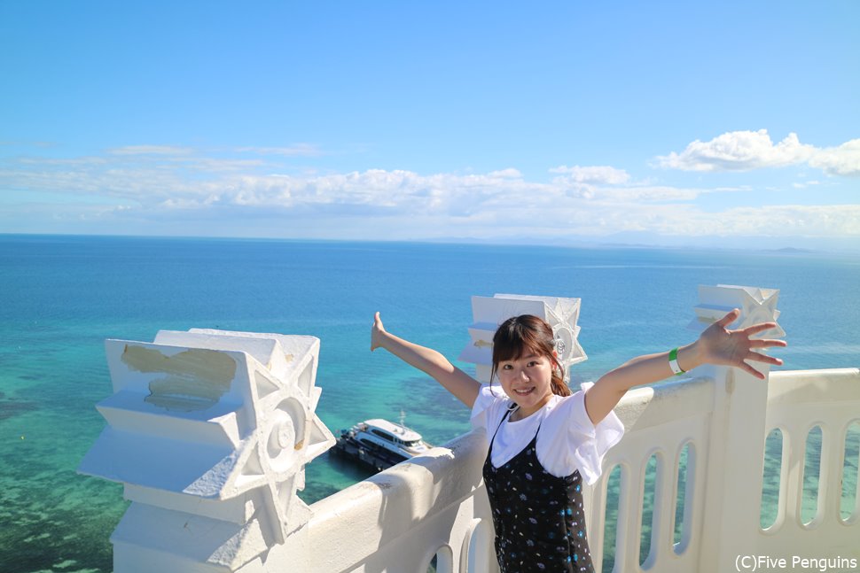 アメデ島 灯台頂上でばんざーい!
